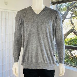 MARNI, Italy, Mens Virgin Wool V-Neck Pullover Sweater w/Side Buttons, L.